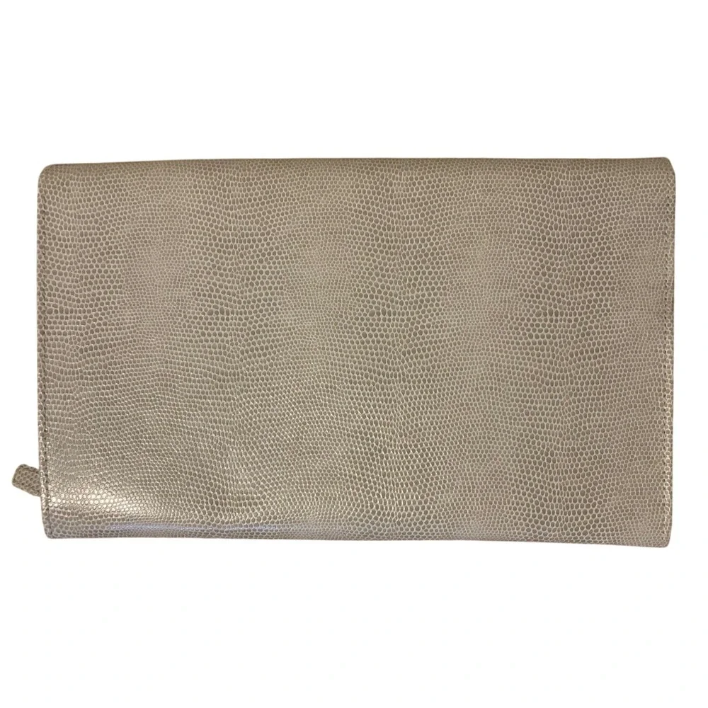 Grey Lizard Embossed Jewelry Travel Organizer Clutch Case Multi Compartment